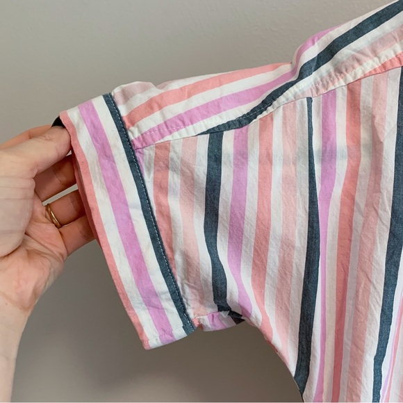 🌸SOLD🌸Universal Thread Striped Collared Short Sleeve Shirt - Picture 4 of 8